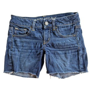American Eagle Shorts Womens Sz 2 Dark Blue Bermuda Super Stretch,
